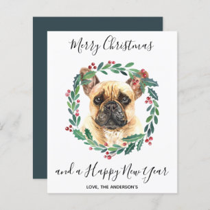 Papier Budget French Buldog Chien Merry Christmas Card
