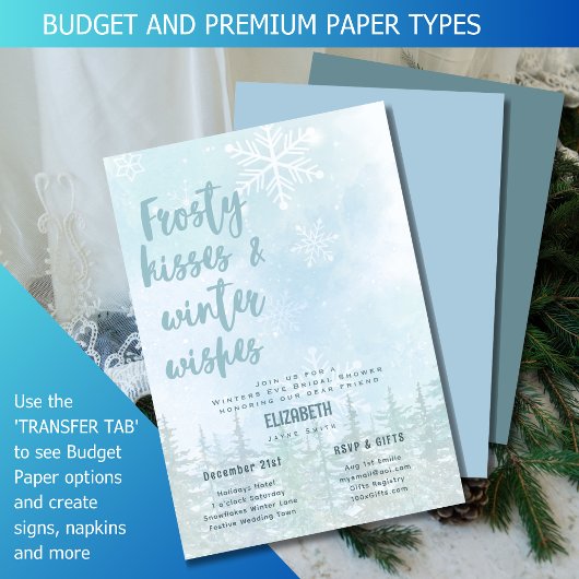 Papier BUDGET Frosty Baisers dans la Fête des mariées des