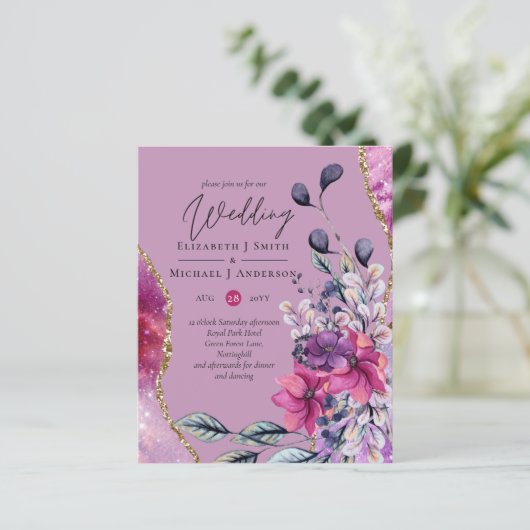Papier BUDGET Fuchsia Violet Violet Mariage Floral Invita (Debout devant)