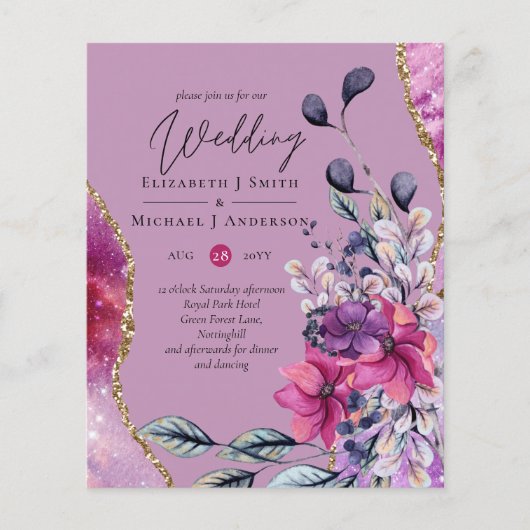 Papier BUDGET Fuchsia Violet Violet Mariage Floral Invita (Devant)