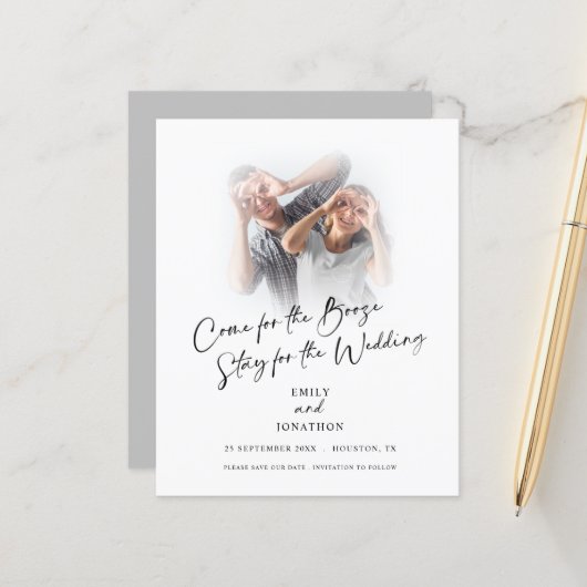Papier Budget Fun Come For Booze Photo Enregistrer La Dat (Devant/Arrière en situation)