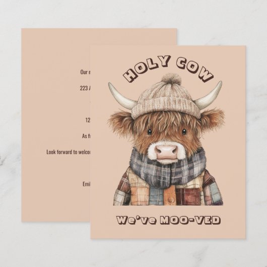 Papier Budget Fun Highland Cow Cream Nouvelle adresse (Devant / Derrière)