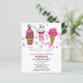 Papier Budget Fun Ice crème party Anniversaire invitation (Debout devant)