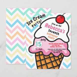 Papier Budget Fun Ice crème party Anniversaire invitation