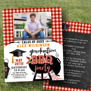 Papier BUDGET Fun Red Graduation BBQ Party Invitation