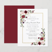 Papier Budget Funérailles Bourgogne Rouge Rose Floral Inv (Devant / Derrière)