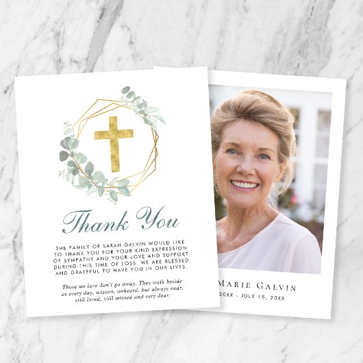 Papier Budget Funérailles Croix Eucalyptus Merci photo