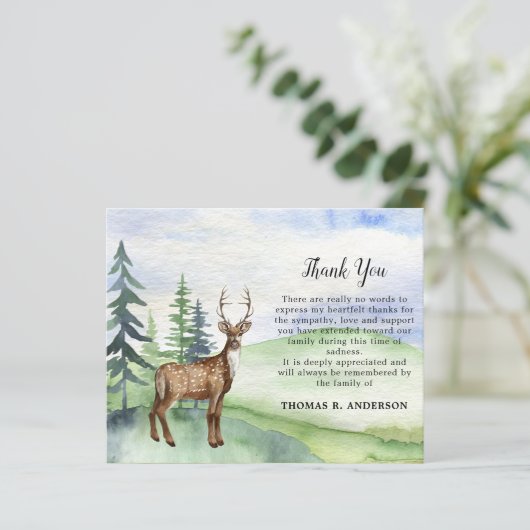 Papier Budget Funérailles Deer Woodland Sympathy Merci (Debout devant)