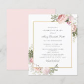 Papier Budget Funérailles rose florale Invitation (Devant / Derrière)