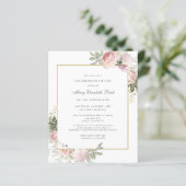 Papier Budget Funérailles rose florale Invitation (Debout devant)