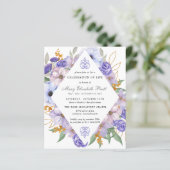 Papier Budget Funéraire Invitation Florale violet (Debout devant)
