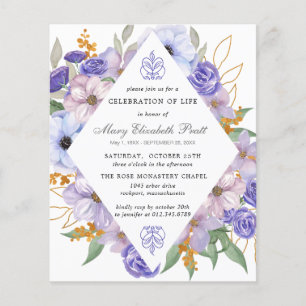 Papier Budget Funéraire Invitation Florale violet