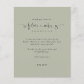 Papier Budget Futur Mme Fête des mariées Light Sage Merci (Devant)