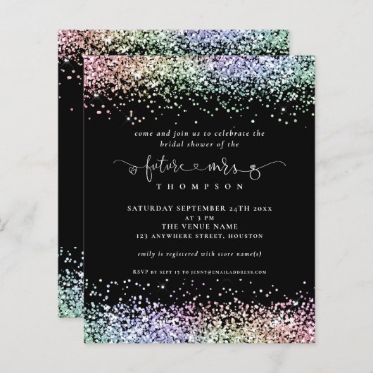 Papier Budget Futur Mme Parties scintillant Fête des mari (Devant / Derrière)