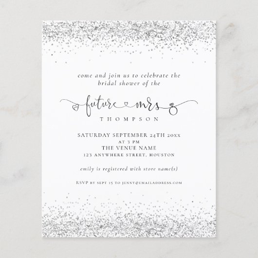 Papier Budget Futur Mme Silver Parties scintillant Fête d (Devant)