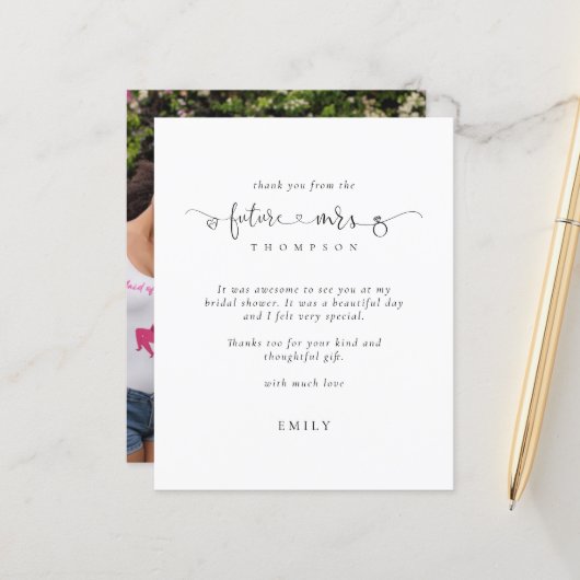 Papier Budget Futur Photo Remerciements Enterrement de Vi (Devant/Arrière en situation)