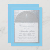 Papier Budget Garçon Première communion Argent gris bleu  (Devant / Derrière)