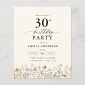Papier Budget Garden Floral 30e anniversaire Invitation (Devant)