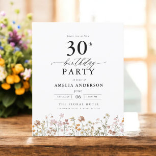 Papier Budget Garden Floral 30e anniversaire Invitation