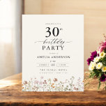 Papier Budget Garden Floral 30e anniversaire Invitation<br><div class="desc">Célébrez dans le style avec une calligraphie fleurie jardin 30e anniversaire invitation, parfait pour un évènement marquant. Avec ses motifs floraux vibrants et son élégante calligraphie, cette invitation donne un ton fantaisiste mais sophistiqué à votre célébration. Le thème du jardin luxuriant mêle beauté naturelle et typographie gracieuse, créant un look...</div>