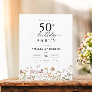 Papier Budget Garden Floral 50e anniversaire Invitation