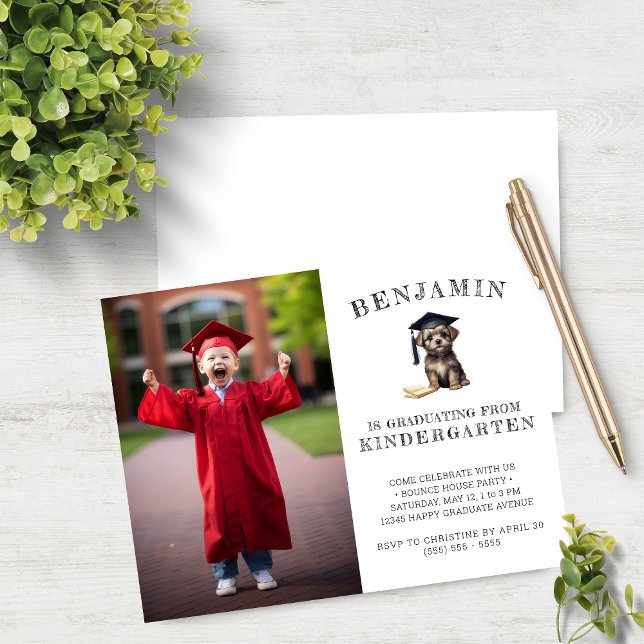 Papier Budget Gardergarten Grad Invitation Scruffy Pup (Créateur téléchargé)
