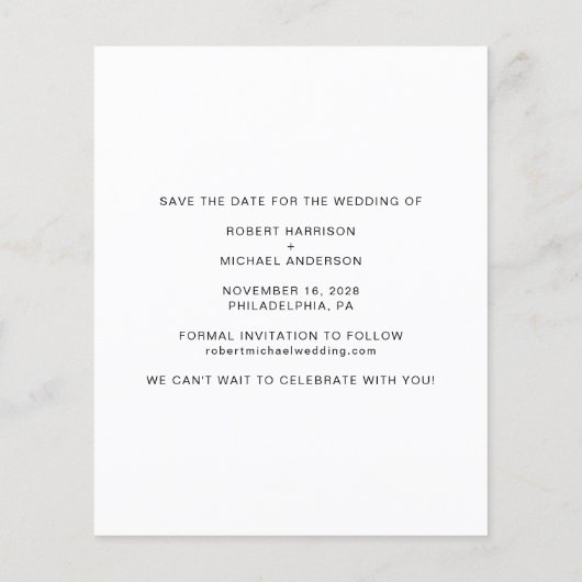 Papier Budget Gay Mariage Tuxedo Enregistrer La Date (Dos)