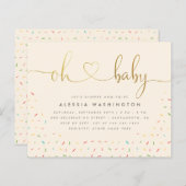 Papier Budget Genre Neutre Or Script Oh Baby shower (Devant / Derrière)