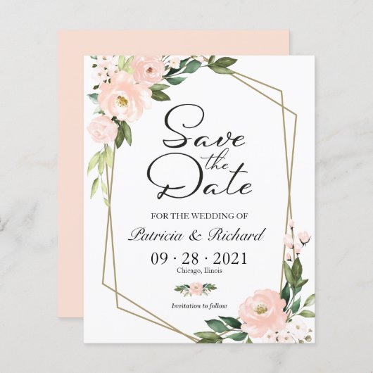 Papier Budget Géométrique Floral Flush Enregistrer La Dat (Devant / Derrière)