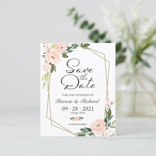 Papier Budget Géométrique Floral Flush Enregistrer La Dat (Debout devant)