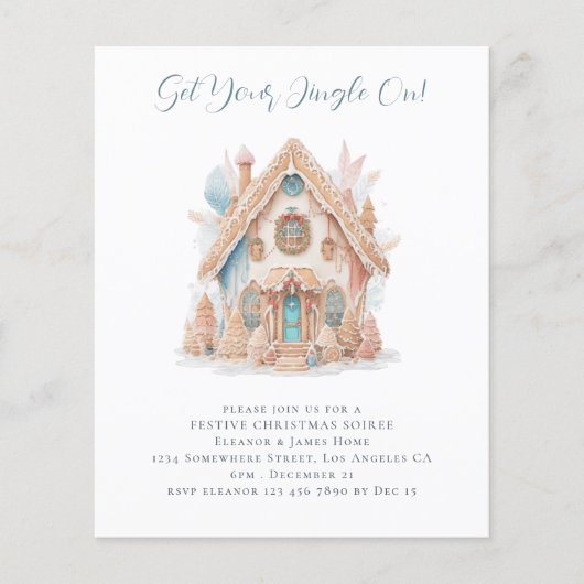 Papier Budget Gingerbread Maison Invitation de fête de No (Devant)