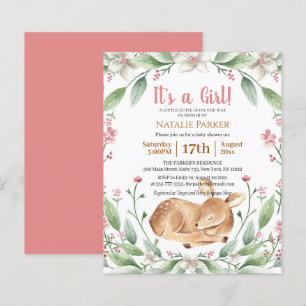 Papier Budget Girl Woodland Deer Sage Baby shower floral