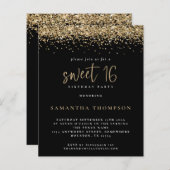 Papier Budget Girly Gold Parties scintillant Sweet 16 Bla (Devant / Derrière)