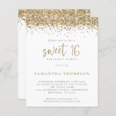Papier Budget Girly Gold Parties scintillant Sweet 16 Inv (Devant / Derrière)