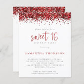 Papier Budget Girly Red Parties scintillant Sweet 16 Invi (Devant / Derrière)