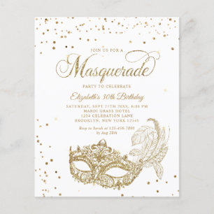 Papier BUDGET Glam Blanc Or Masquerade Photo Anniversaire