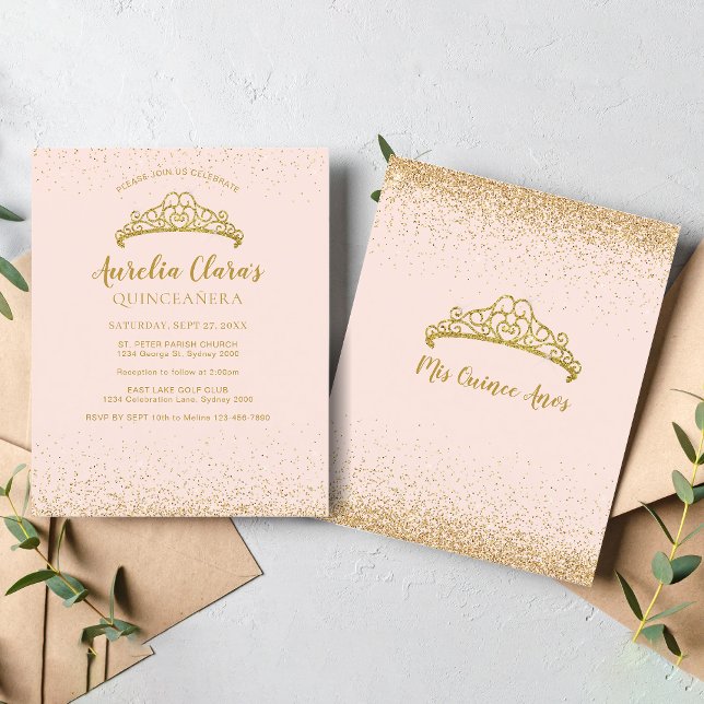 Papier BUDGET Glam Blush Gold Parties scintillant Tiara Q (Créateur téléchargé)