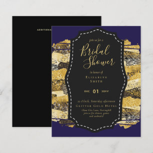 Papier Budget Glam Gold Blue Fête des mariées Invitation