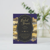Papier Budget Glam Gold Blue Fête des mariées Invitation  (Debout devant)