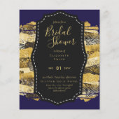 Papier Budget Glam Gold Blue Fête des mariées Invitation  (Devant)