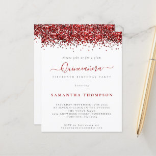 Papier Budget Glam Parties scintillant rouge Quinceañera 