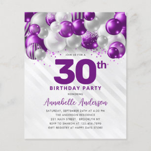 Papier Budget Glam Purple Silver Balloon Parties scintill