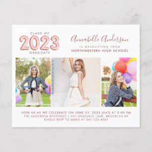 Papier Budget Glam Rose Gold 2023 Photo Graduation Invita
