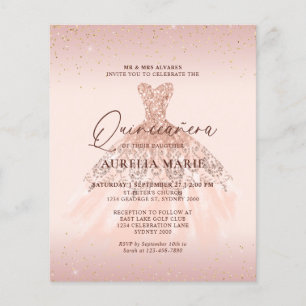 Papier Budget Glam Rose Gold Princesse robe Quinceanera