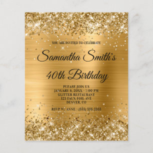 Papier Budget Glittery Gold Foil 40e anniversaire Invitat