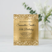 Papier Budget Glittery Gold Glam Anniversaire Invitation (Debout devant)