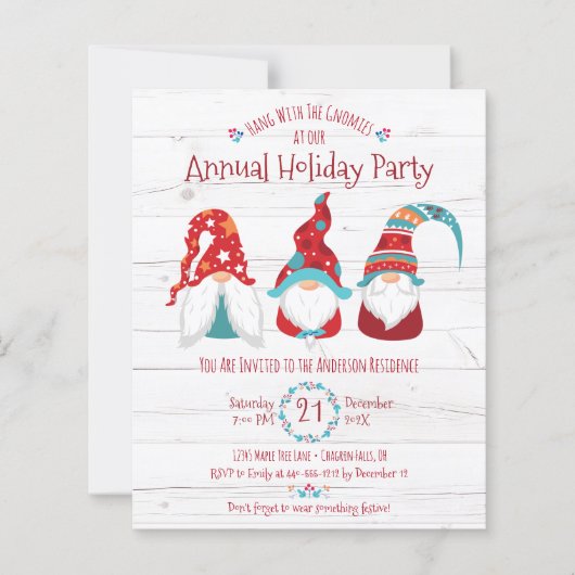 Papier Budget Gnome Rustic Noël Fête Invitation (Devant)