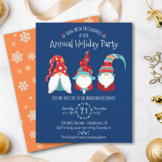 Papier Budget Gnomes Noël Fête Invitation bleu