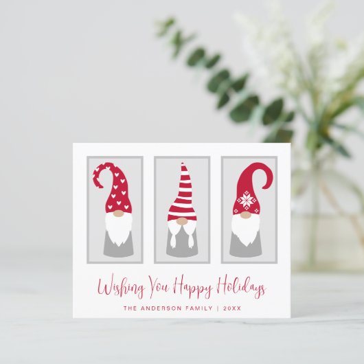 Papier Budget Gnomes Nordic Christmas Holiday Card (Debout devant)