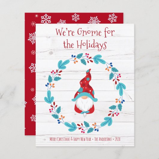 Papier Budget Gnomfor Holidays Elf Rustic Wreath Card (Devant / Derrière)